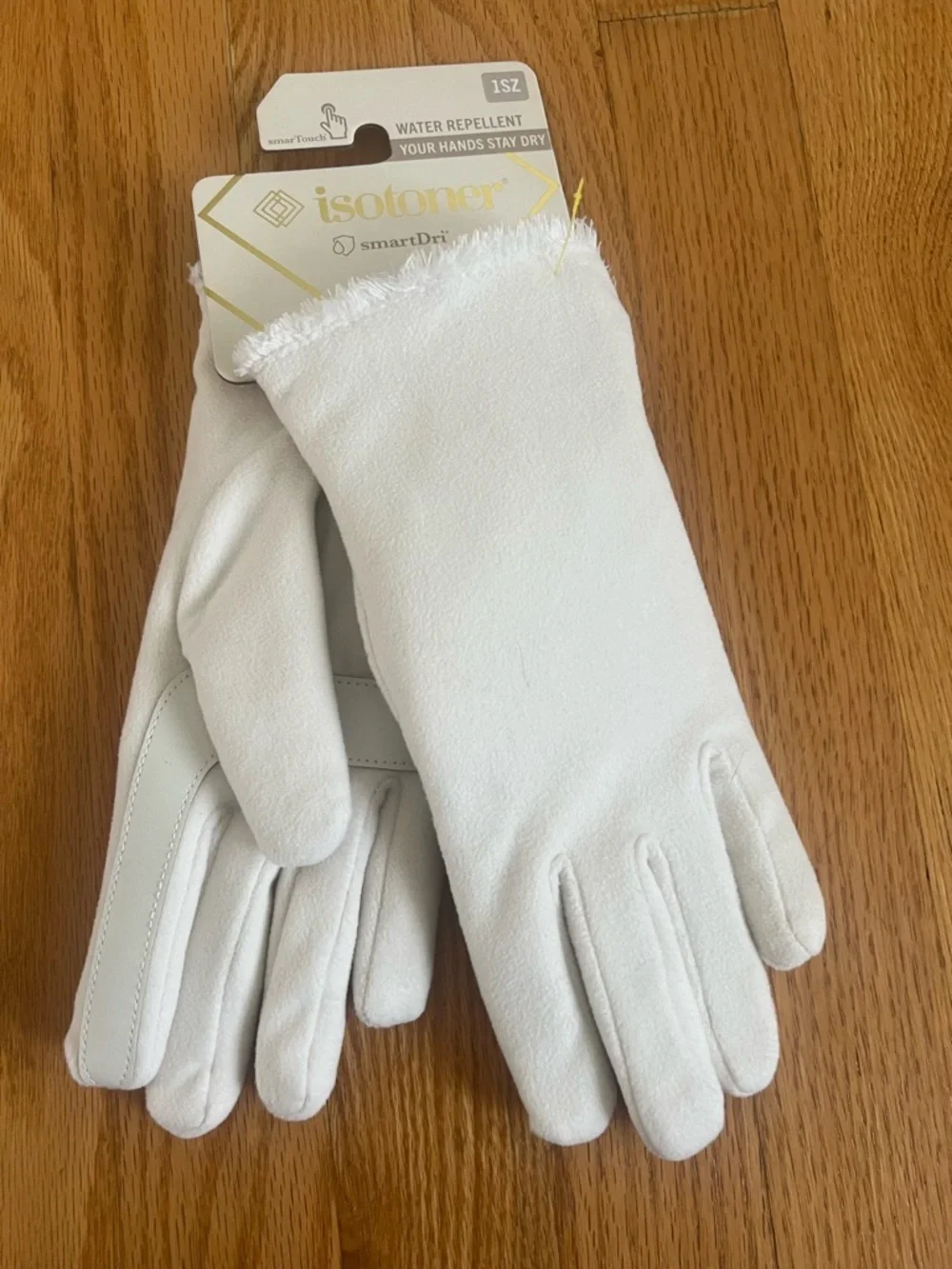 Isotoner White Water-Repellent SmartDri Women's Gloves - Picture 1 of 3